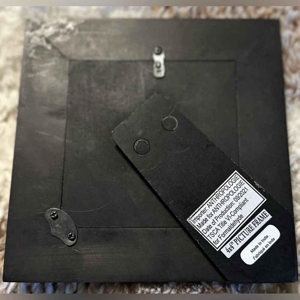 Anthropologie Mosaic Tile 4x4 Picture Frames — Set of 2, Black/White/Gold, NWT